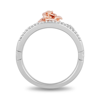 Enchanted Disney Vault Belle 1/5 ct. tw. Diamond Rose Ring in Sterling Silver & 10K Pink Gold side profile