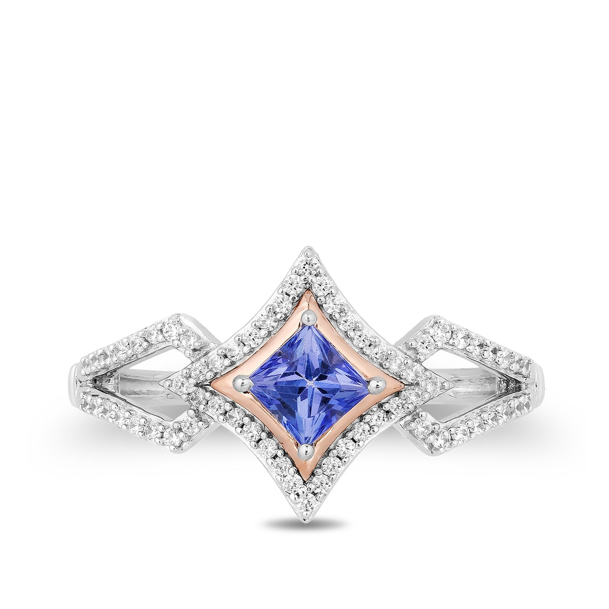 Enchanted Disney Vault Ultimate Princess Celebration Princess Cut Tanzanite & 1/5 ct. tw. Diamond Halo Ring in front view