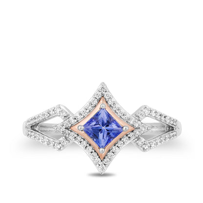 Enchanted Disney Vault Ultimate Princess Celebration Princess Cut Tanzanite & 1/5 ct. tw. Diamond Halo Ring in front view