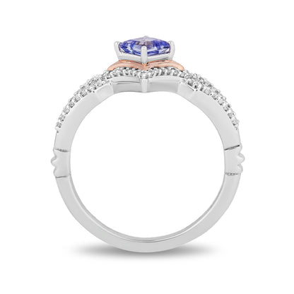 Enchanted Disney Vault Ultimate Princess Celebration Princess Cut Tanzanite & 1/5 ct. tw. Diamond Halo Ring close-up detail
