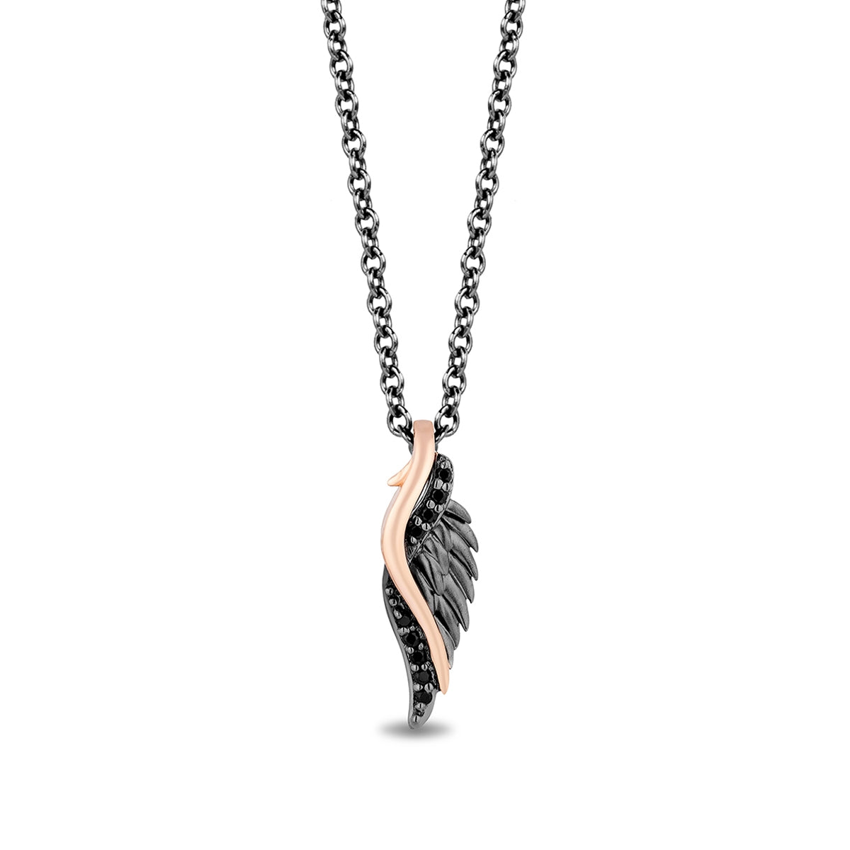 Enchanted Disney Vault Maleficent 1/6 ct. tw. Treated Black Diamond Pendant & Earring Set in Black Rhodium Plated front view