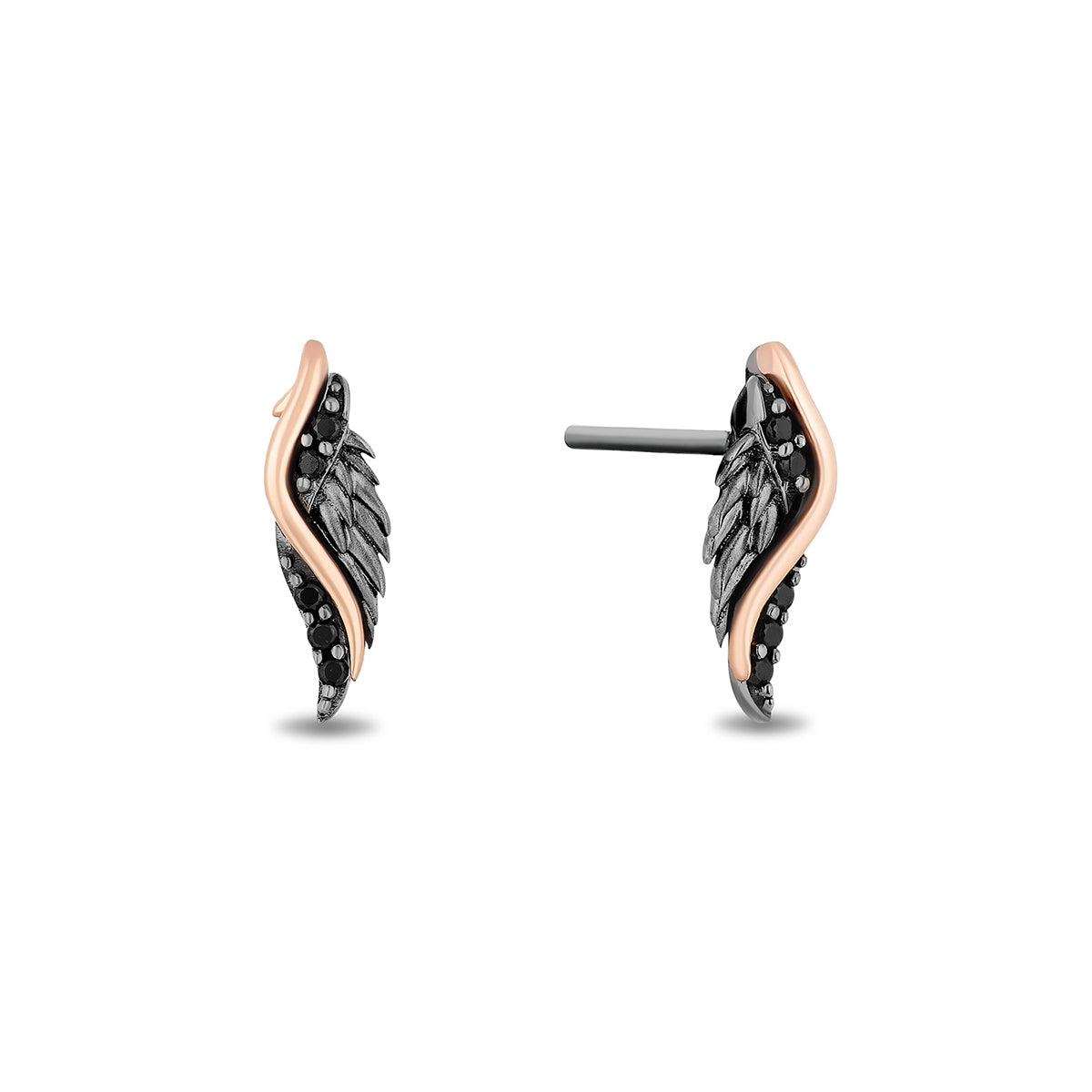 Enchanted Disney Vault Maleficent 1/6 ct. tw. Treated Black Diamond Pendant & Earring Set in Black Rhodium close-up detail