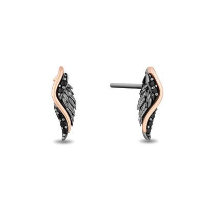 Enchanted Disney Vault Maleficent 1/6 ct. tw. Treated Black Diamond Pendant & Earring Set in Black Rhodium close-up detail