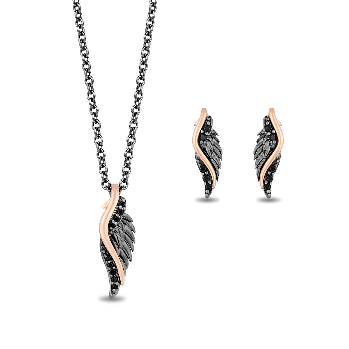 Enchanted Disney Vault Maleficent 1/6 ct. tw. Treated Black Diamond Pendant & Earring Set in Black Rhodium Plated Sterling