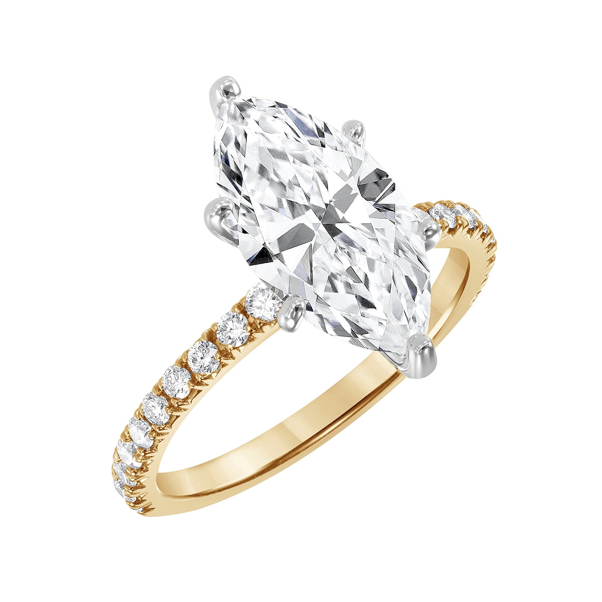 Adamante 3-3/8 ct. tw. Lab-Grown Marquise Diamond Engagement Ring in 14K Yellow & White Gold front view