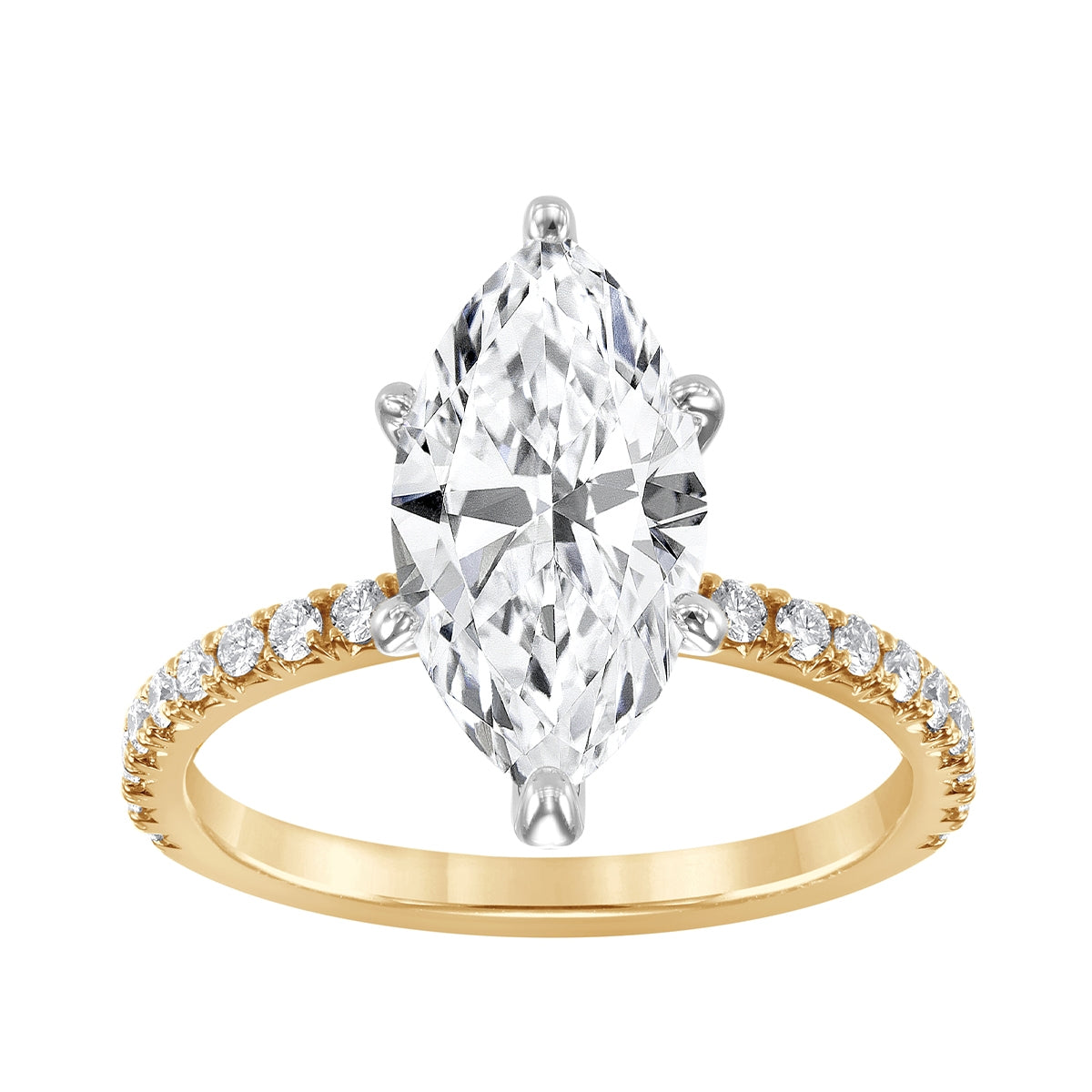 Adamante 3-3/8 ct. tw. Lab-Grown Marquise Diamond Engagement Ring in 14K Yellow & White Gold