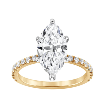 Adamante 3-3/8 ct. tw. Lab-Grown Marquise Diamond Engagement Ring in 14K Yellow & White Gold