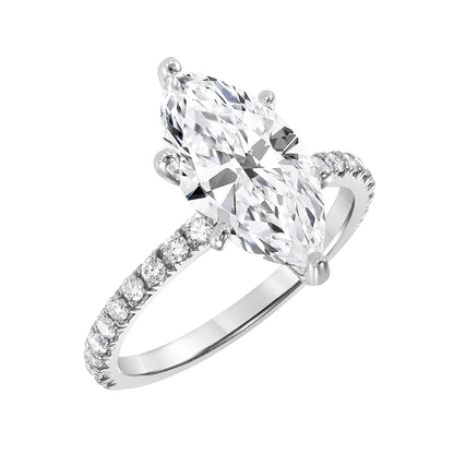 Adamante 3-3/8 ct. tw. Lab-Grown Marquise Diamond Engagement Ring in 14K White Gold front view