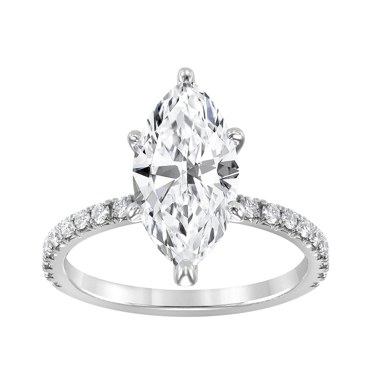 Adamante 3-3/8 ct. tw. Lab-Grown Marquise Diamond Engagement Ring in 14K White Gold