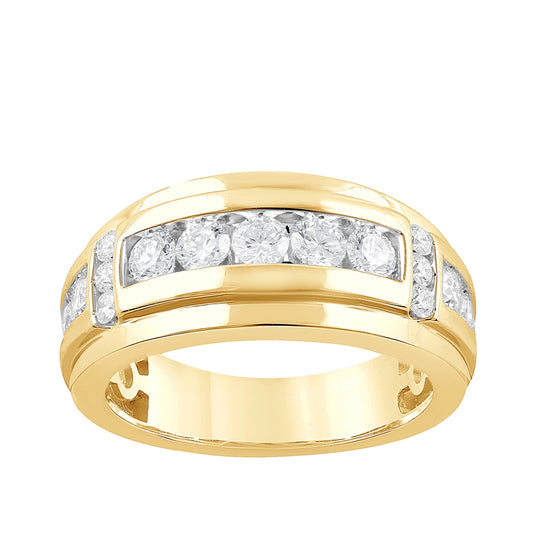 Adamante 1-1/2 ct. tw. Men's Lab-Grown Diamond Channel Set Wedding Ring in 14K Yellow Gold