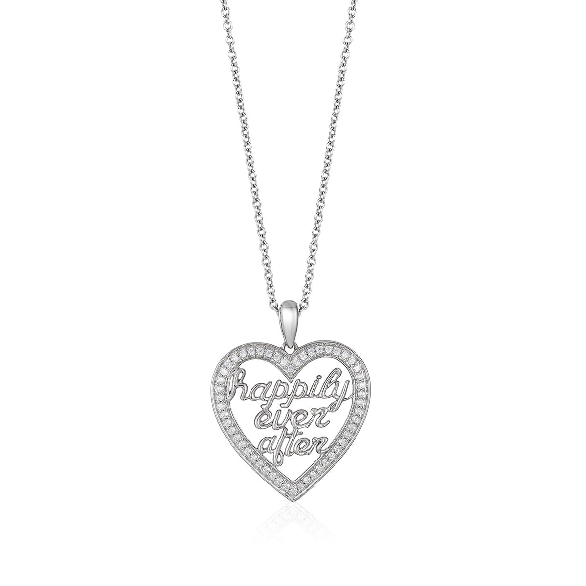 Enchanted Disney Vault 1/5 ct. tw. Diamond Happily Ever After Heart Pendant in Sterling Silver