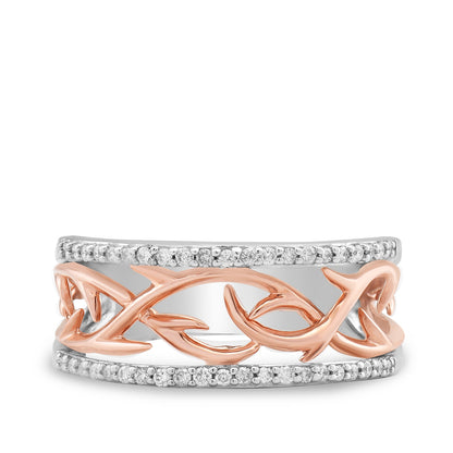 Enchanted Disney Vault Maleficent 1/5 ct. tw. Diamond Thorn Ring in Sterling Silver & 14K Pink Gold front view
