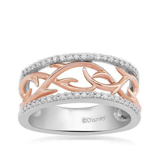 Enchanted Disney Vault Maleficent 1/5 ct. tw. Diamond Thorn Ring in Sterling Silver & 14K Pink Gold