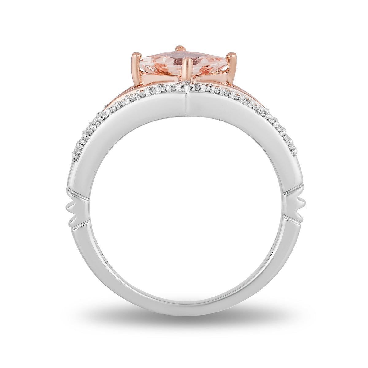 Enchanted Disney Vault Aurora Princess Cut Morganite & 1/5 ct. tw. Diamond Ring in Sterling Silver & 10K Pink side profile