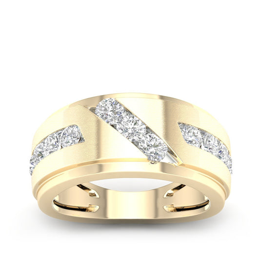 Adamante 1 ct. tw. Men's Lab-Grown Diamond Channel Set Diagonal Wedding Ring in 14K Yellow Gold