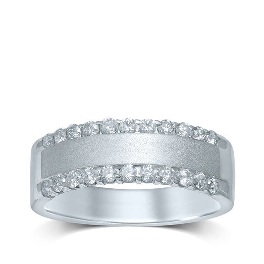 1/2 ct. tw. Round Diamond Railroad Anniversary Ring in 14K White Gold