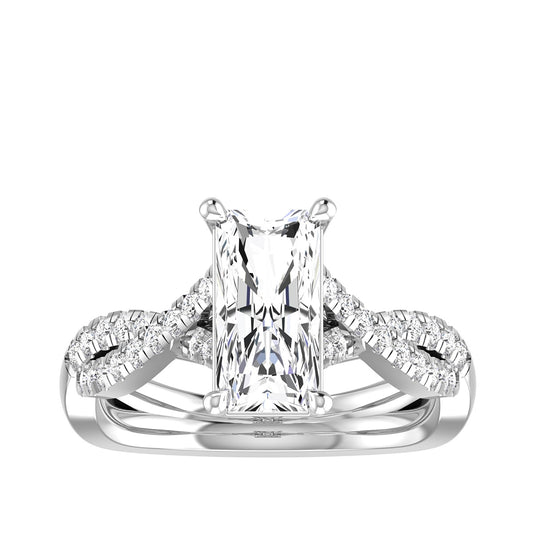 Adamante 2-3/4 ct. tw. Lab-Grown Elongated Radiant Cut Diamond Crossover Engagement Ring in 14K White Gold