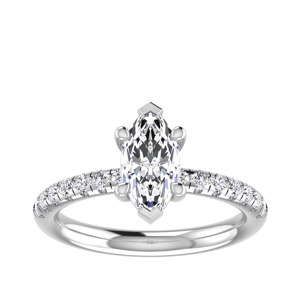 Adamante 1-1/3 ct. tw. Lab-Grown Elongated Marquise Diamond Engagement Ring in 14K White Gold