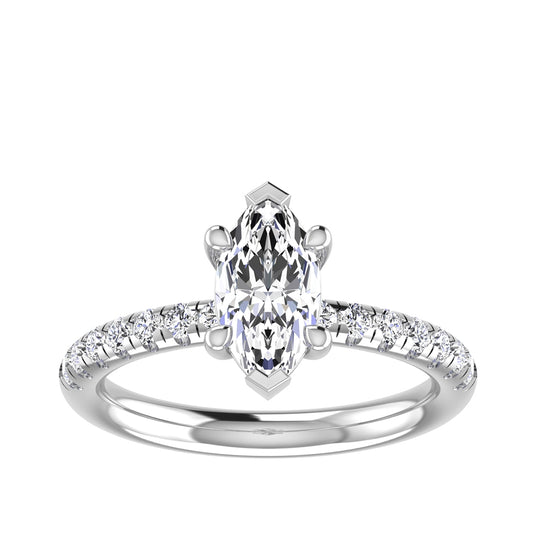 Adamante 1-1/3 ct. tw. Lab-Grown Elongated Marquise Diamond Engagement Ring in 14K White Gold
