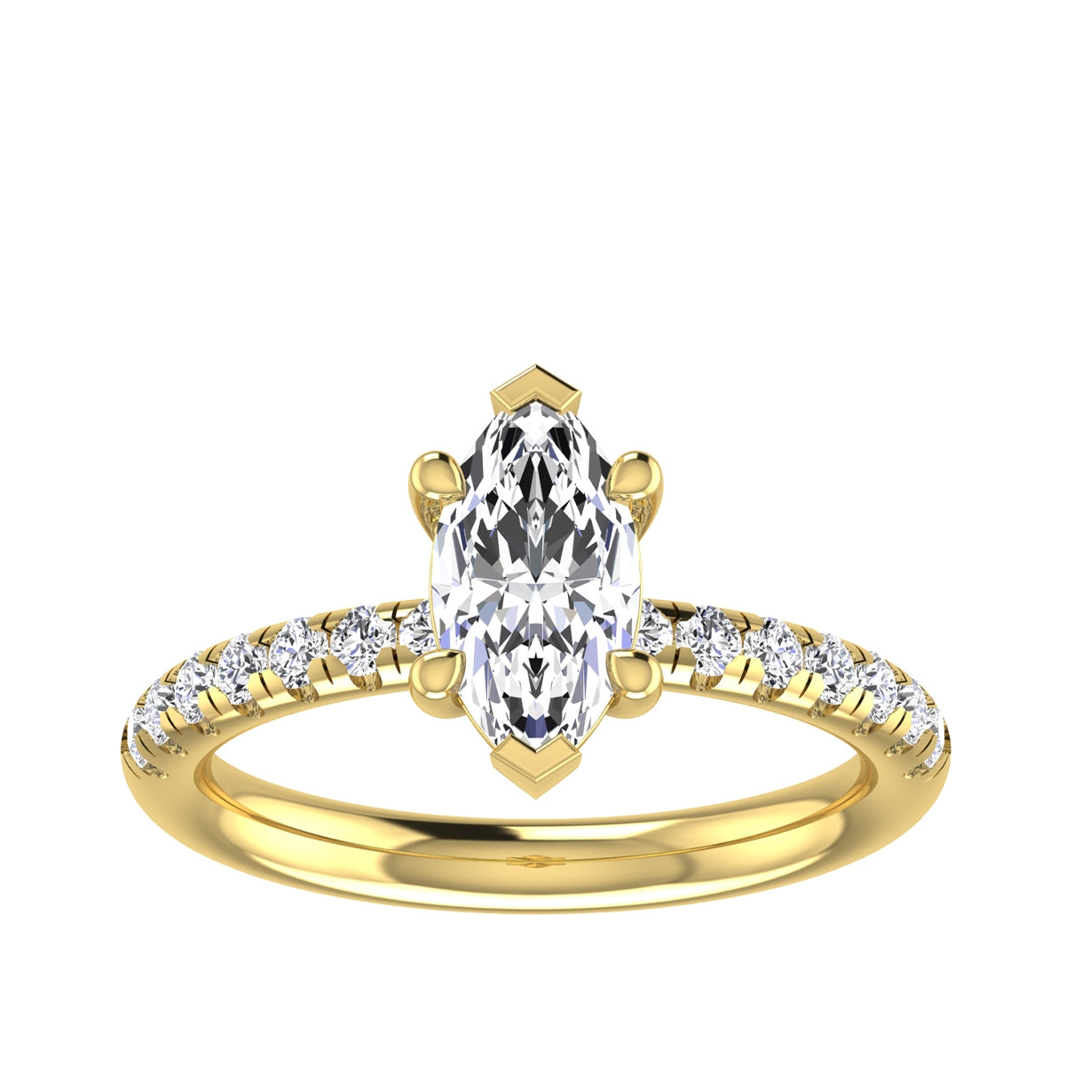 Adamante 1-1/3 ct. tw. Lab-Grown Elongated Marquise Diamond Engagement Ring in 14K Yellow Gold