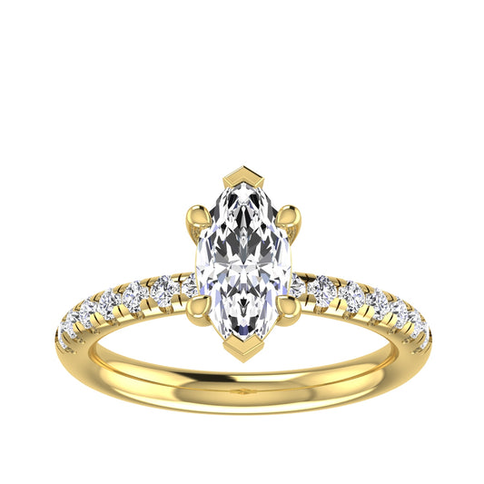 Adamante 1-1/3 ct. tw. Lab-Grown Elongated Marquise Diamond Engagement Ring in 14K Yellow Gold