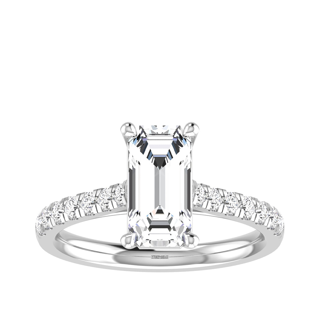 Adamante 2-1/3 ct. tw. Lab-Grown Elongated Emerald Cut Diamond Engagement Ring in 14K White Gold