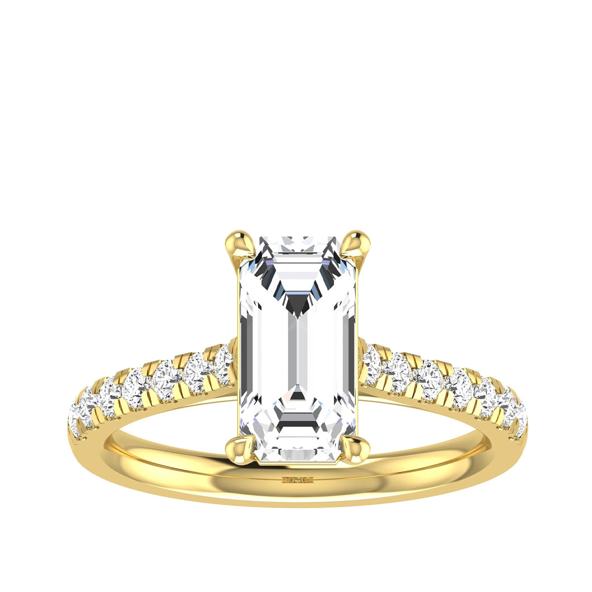 Adamante 2-1/3 ct. tw. Lab-Grown Elongated Emerald Cut Diamond Engagement Ring in 14K Yellow Gold