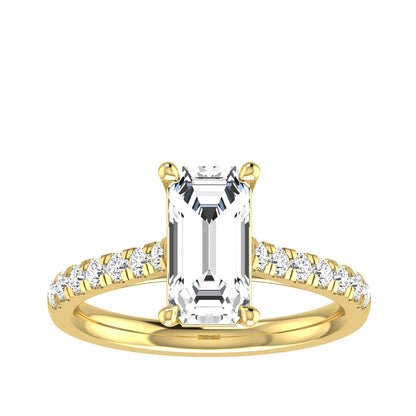 Adamante 2-1/3 ct. tw. Lab-Grown Elongated Emerald Cut Diamond Engagement Ring in 14K Yellow Gold