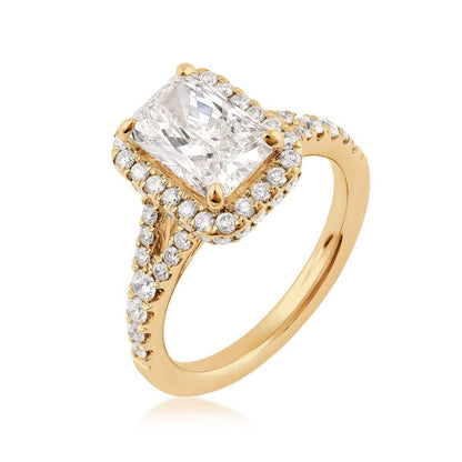 Adamante 2-7/8 ct. tw. Lab-Grown Radiant Cut Diamond Halo Engagement Ring in 14K Yellow Gold front view