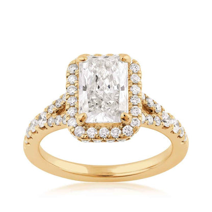 Adamante 2-7/8 ct. tw. Lab-Grown Radiant Cut Diamond Halo Engagement Ring in 14K Yellow Gold