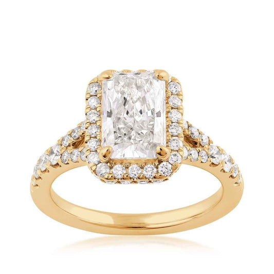 Adamante 2-7/8 ct. tw. Lab-Grown Radiant Cut Diamond Halo Engagement Ring in 14K Yellow Gold