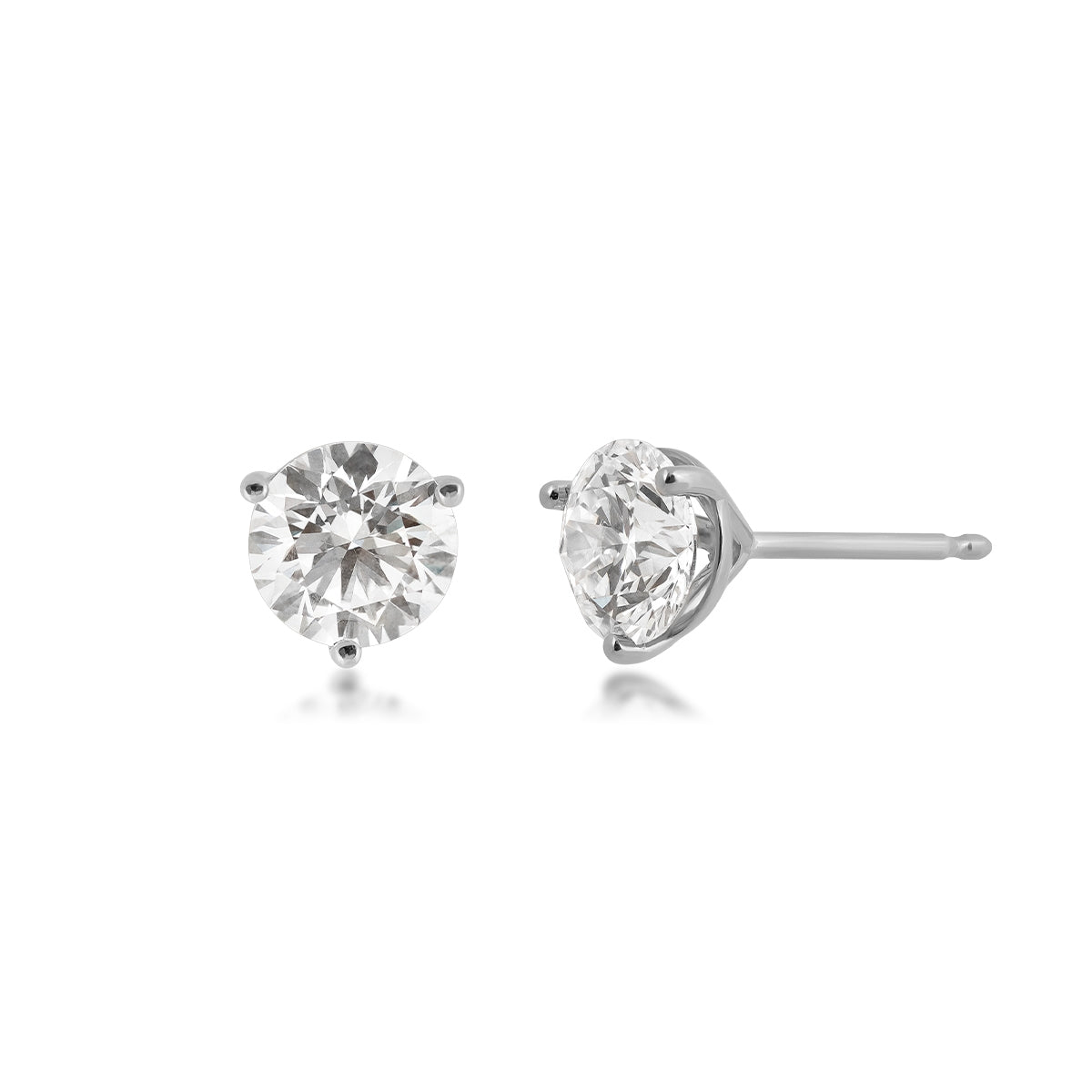 Adamante 2 ct. tw. Lab-Grown Round Brilliant Diamond Solitaire Earrings in 14K White Gold