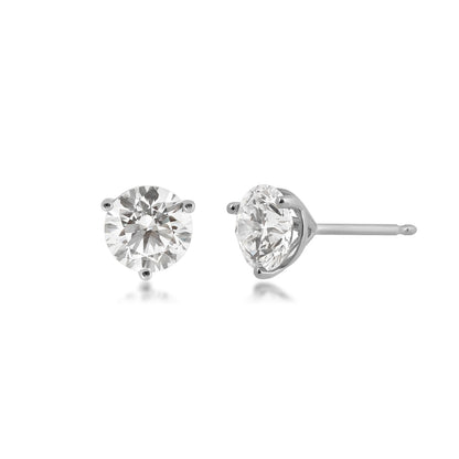 Adamante 2 ct. tw. Lab-Grown Round Brilliant Diamond Solitaire Earrings in 14K White Gold