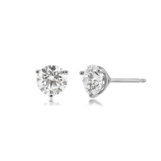 Adamante 2 ct. tw. Lab-Grown Round Brilliant Diamond Solitaire Earrings in 14K White Gold