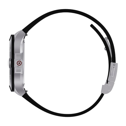Glock Men's Quartz Stainless Steel Watch with Black Dial & Silicone Strap front view
