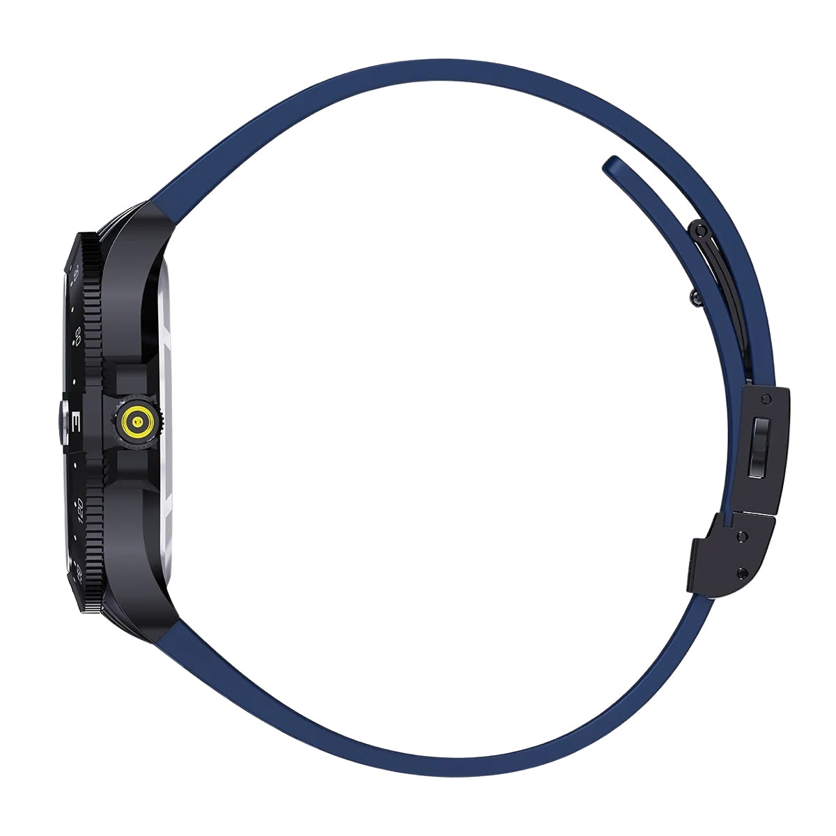 Glock Men's Quartz Black Stainless Steel Watch with Dark Blue Dial & Silicone Strap front view