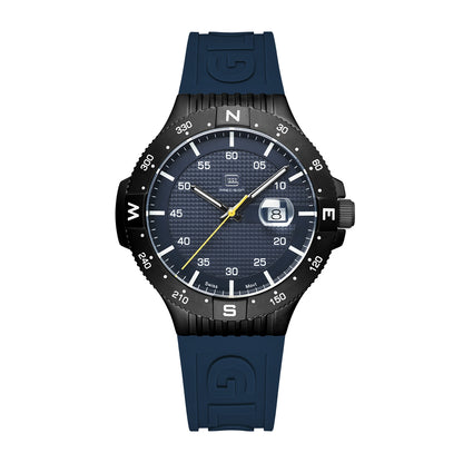 Glock Men's Quartz Black Stainless Steel Watch with Dark Blue Dial & Silicone Strap