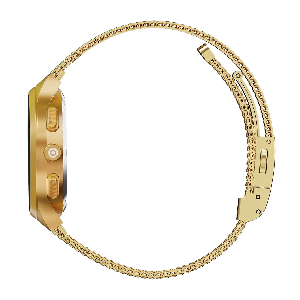 Glock Ladies' Quartz Chronograph Gold-Tone Stainless Steel Watch with Diamond Accent White Dial & Mesh Band front view