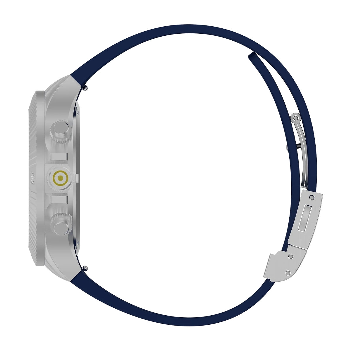 Glock Men's Quartz Chronograph Stainless Steel Watch with Dark Blue Dial & Silicone Strap front view