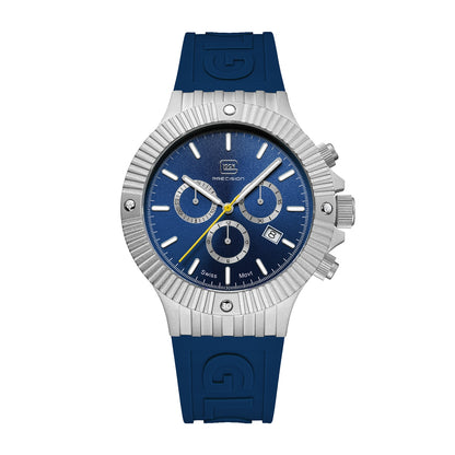 Glock Men's Quartz Chronograph Stainless Steel Watch with Dark Blue Dial & Silicone Strap