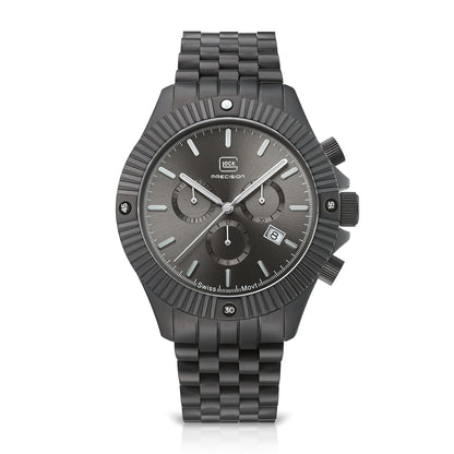 Glock Men's Quartz Chronograph Black Stainless Steel Watch with Black Dial