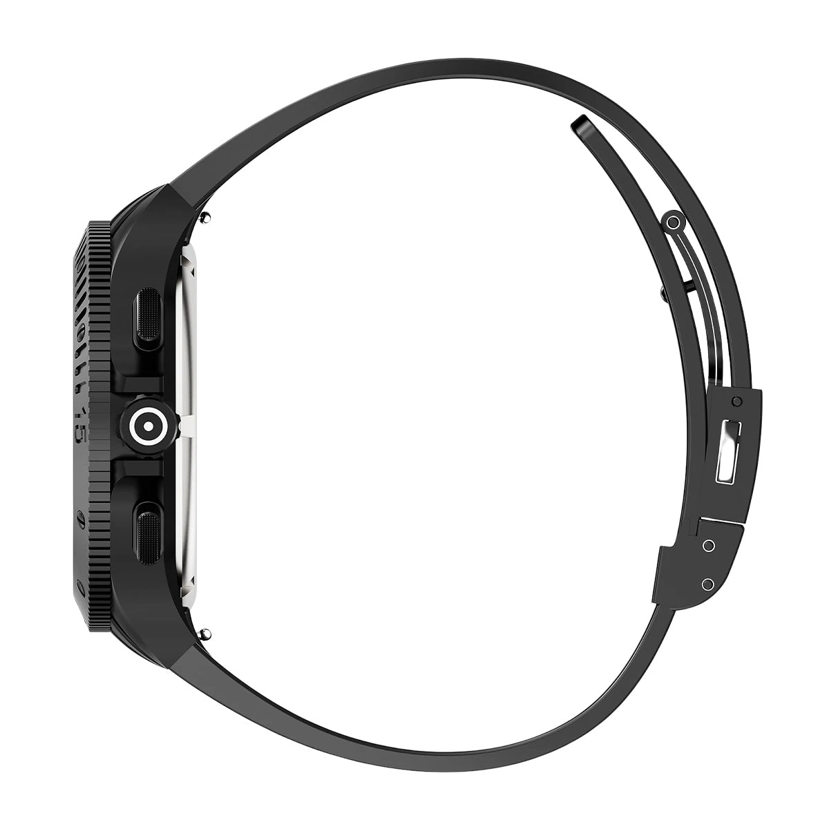 Glock Men's Quartz Chronograph Black Stainless Steel Watch with Black Dial & Silicone Strap front view