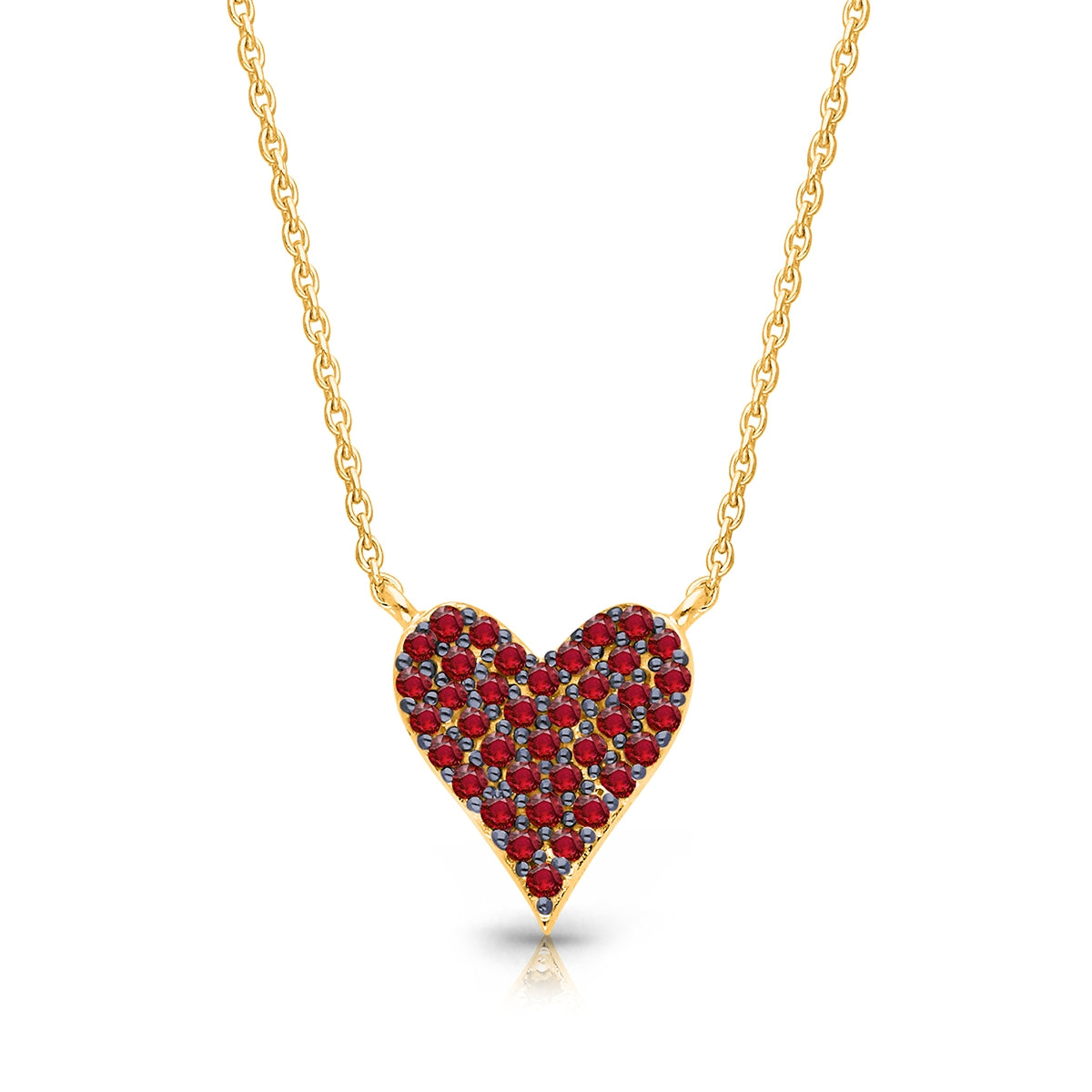 Kallati Ruby & 1/4 ct. tw. Diamond Pave Double Sided Heart Necklace in 14K Yellow Gold