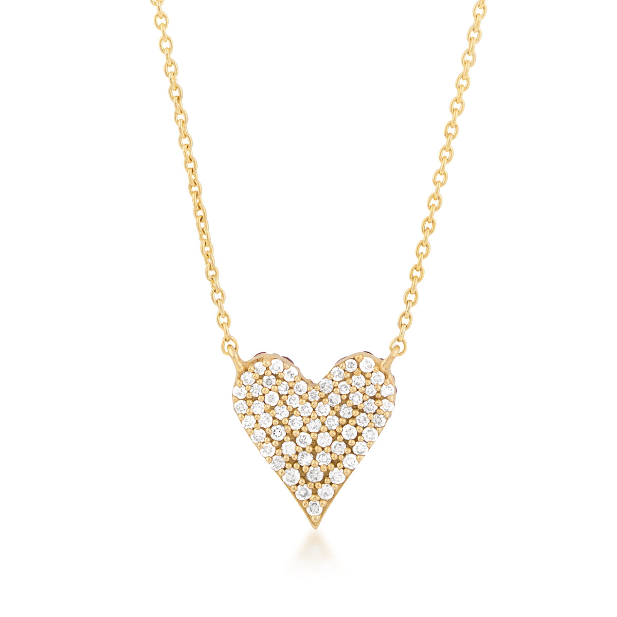 Kallati Ruby & 1/4 ct. tw. Diamond Pave Double Sided Heart Necklace in 14K Yellow Gold front view