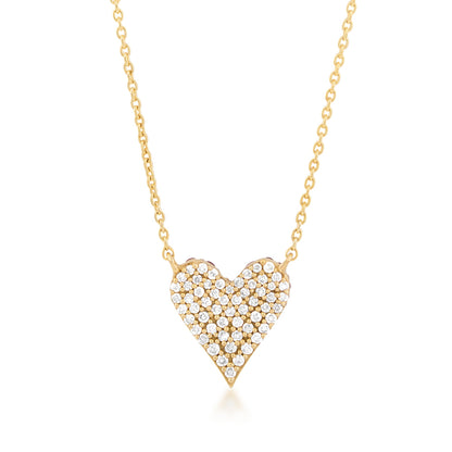 Kallati Ruby & 1/4 ct. tw. Diamond Pave Double Sided Heart Necklace in 14K Yellow Gold front view