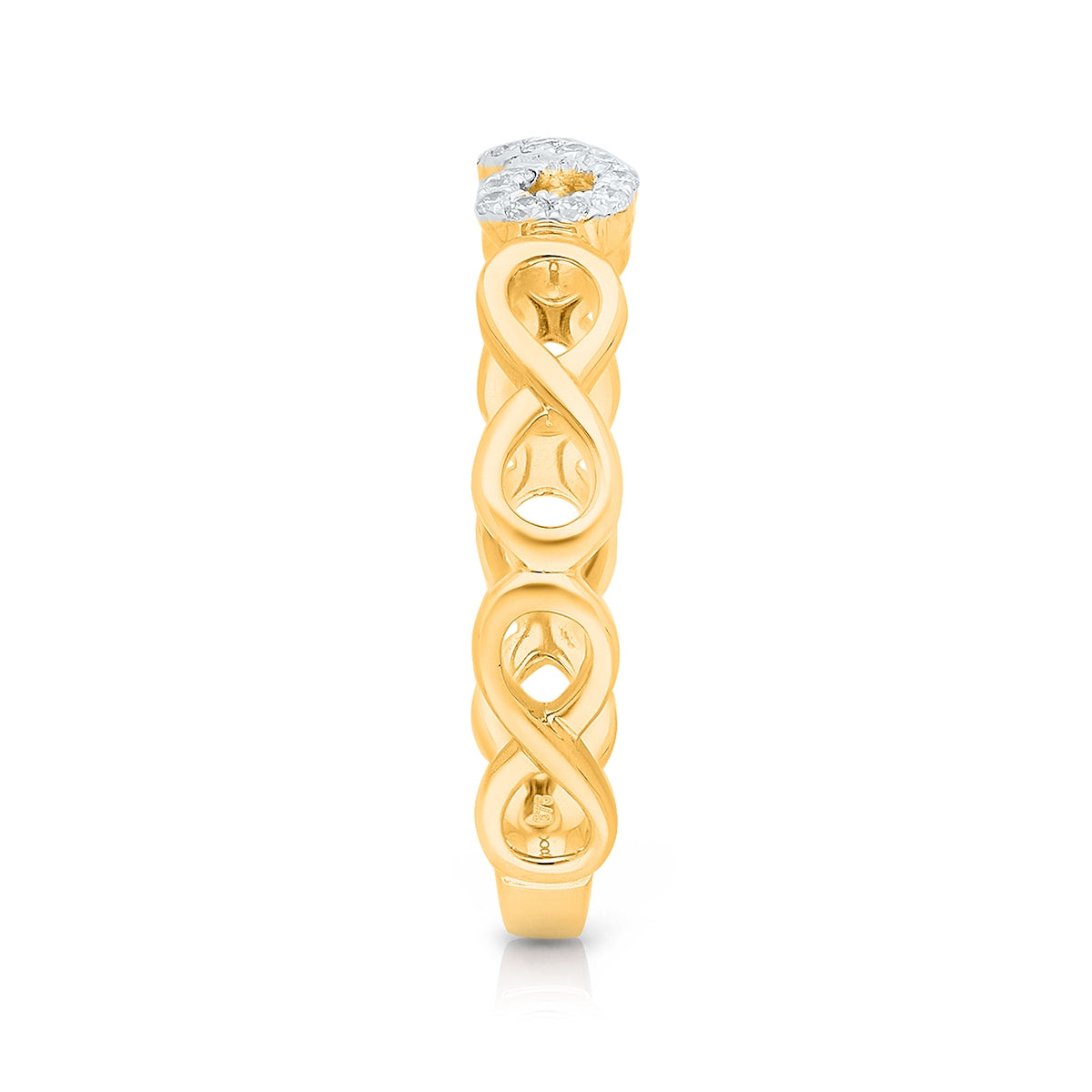 Kallati 1/10 ct. tw. Diamond Infinity Ring in 14K Yellow & White Gold close-up detail