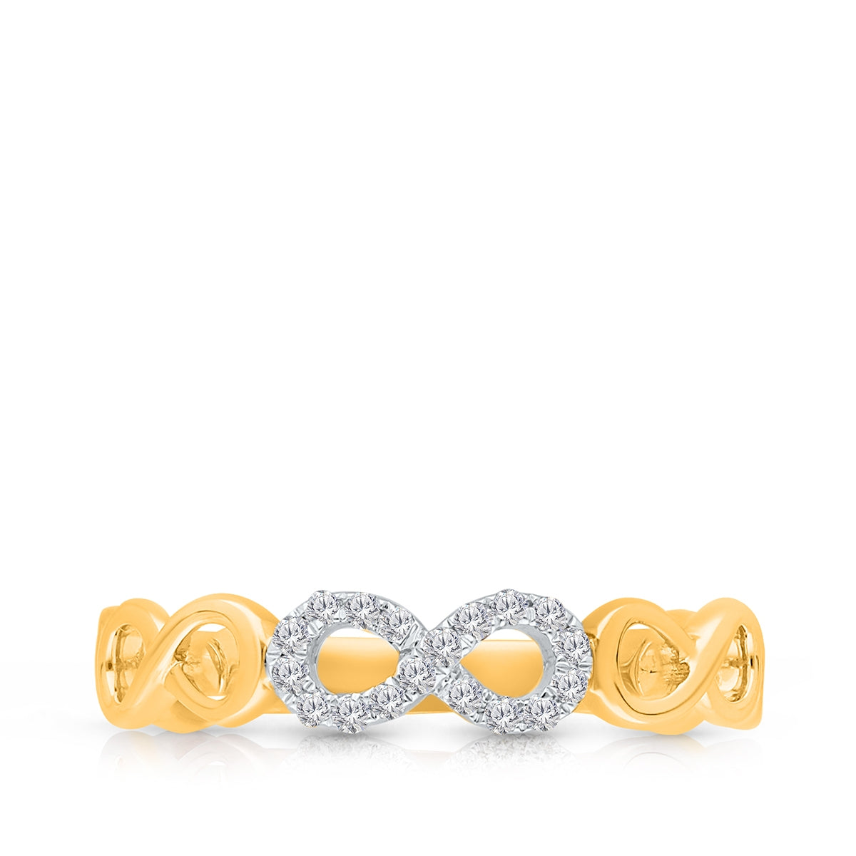 Kallati 1/10 ct. tw. Diamond Infinity Ring in 14K Yellow & White Gold side profile