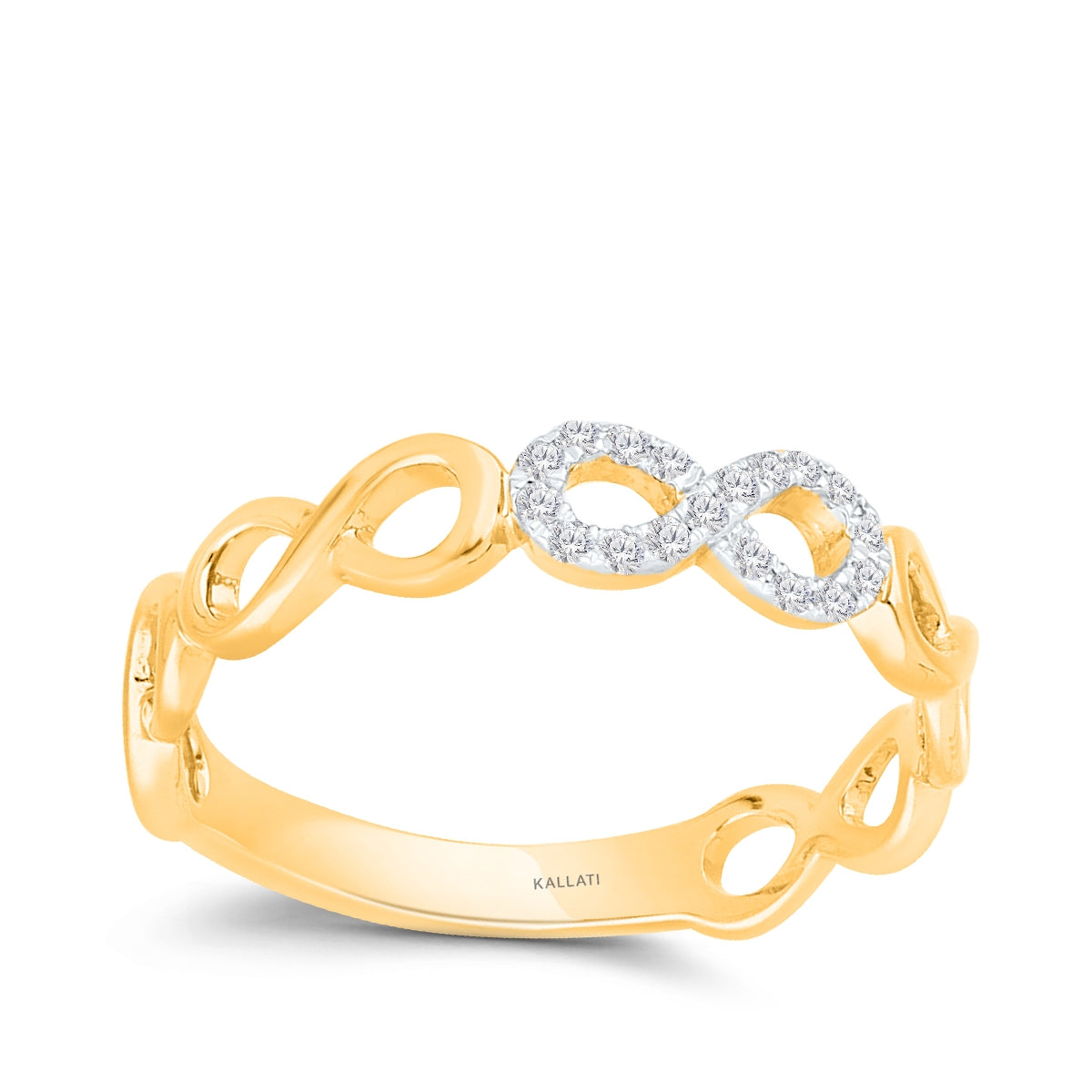 Kallati 1/10 ct. tw. Diamond Infinity Ring in 14K Yellow & White Gold