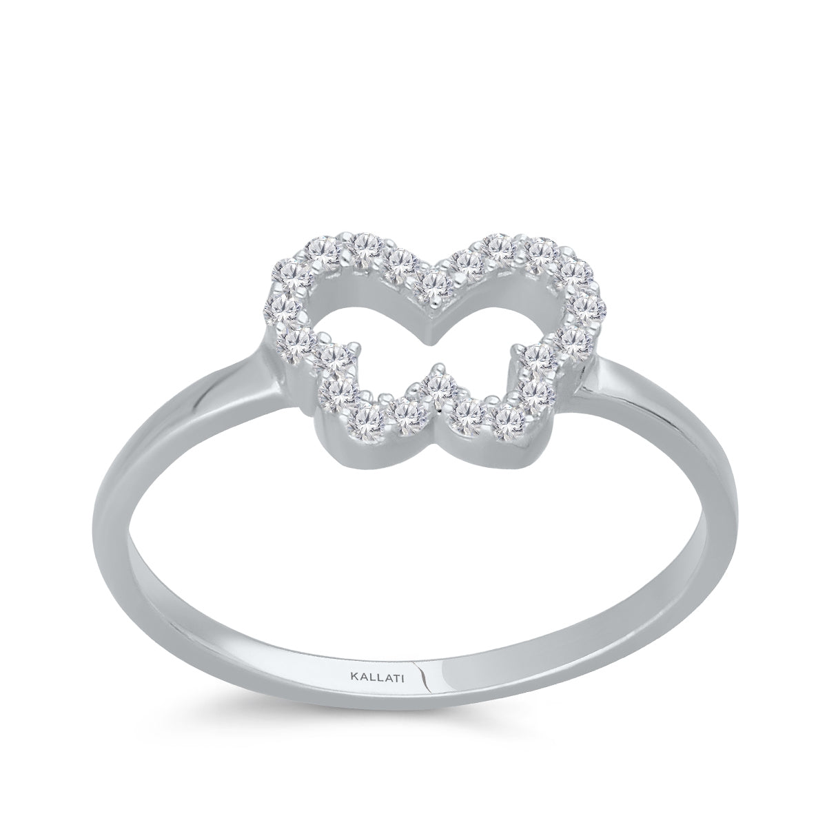 Kallati 1/7 ct. tw. Diamond Open Butterfly Ring in 14K White Gold