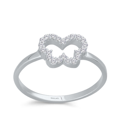 Kallati 1/7 ct. tw. Diamond Open Butterfly Ring in 14K White Gold